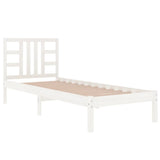 Bed Frame White Solid pine wood Single Decorative Inlays 3105396