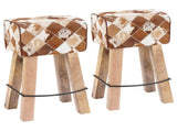 Bar Stool 2 pcs Brown Patchwork 44 x 33 x 74 cm Real Leather 42042126
