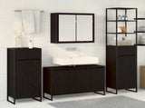 Bathroom Furniture Set with Drawer Black Oak Engineered Wood 3403046