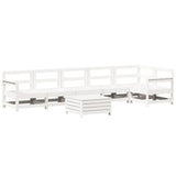 7 Piece Garden Sofa Set White Solid Wood Pine 3250889
