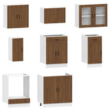 8 Piece Kitchen Cabinet Set Kalmar Brown Oak Engineered Wood 3314848