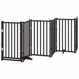 Dog Gate with Door Foldable 9 Panels Black 450 cm Poplar Wood 3155712
