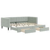 Daybed with Trundle&Drawers without Mattress Light Grey 90x190 cm Single 3196785