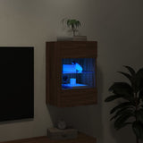 TV Wall Cabinet with LED Lights Brown Oak 40x30x60.5 cm 837090