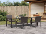 Garden Dining Set 5 pcs Brown Powder-Coated Steel 3379400