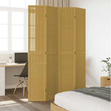 Room Divider 4 Panels Brown Solid Wood Paulownia 358820
