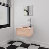 Four Piece Bathroom Furniture Set with Basin with Tap Beige 273686