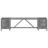 ZNTS Garden Bench with 2 Planters 150cm Solid Acacia Wood Grey 311823