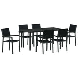 Garden Dining Set 7 pcs Black Powder-Coated Steel 3379153