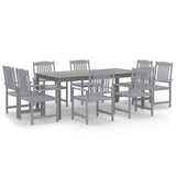 9 Piece Garden Dining Set Solid Wood Acacia Grey 3098683