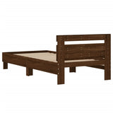 Bed Frame without Mattress with Headboard Brown Oak 100x200 cm 838532