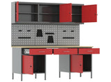 Work Cabinet 8 pcs Red and Grey Engineered Wood and Steel 3321453