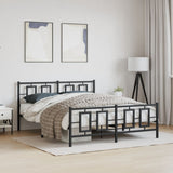 Metal Bed Frame without Mattress with Footboard Black 160x200cm 374262