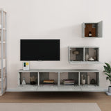4 Piece TV Cabinet Set Concrete Grey Engineered Wood 3114641