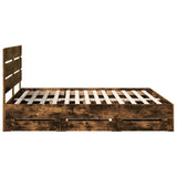 Bed Frame with Drawer Smoked Oak 180 x 200 cm Engineer Wood 3411816