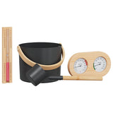 Sauna Accessory Set 4 pcs Black Aluminium and Solid Pine Wood 42023427