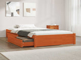 Bed Frame with Drawer with Storage 3 pcs Wax Brown Pine Wood 3423799