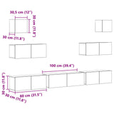 TV Cabinet Set 7 pcs Black Oak Engineered Wood 3332572