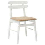 Dining Chair 2 pcs White and Brown Solid Rubber Wood 42020517