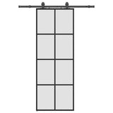 Sliding Door with Hardware Set Black 76x205 cm ESG Glass 3375909