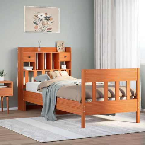 Bed Frame without Mattress Wax Brown 75x190 cm Small Single Solid Wood Pine 3323286
