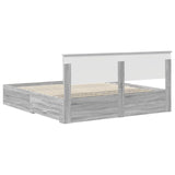Bed Frame with Drawer Grey Sonoma 200 x 200 cm Engineered Wood 3408227