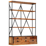 284423 4-Tier Bookcase with 6 Drawers 122x36x181 cm Solid Mango Wood