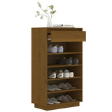 Shoe Cabinet Honey Brown 60x34x105 cm Solid Wood Pine 813553