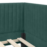 Corner Bed Frame Dark Green 90 cm x 200 cm Velvet 42016268