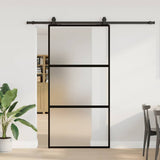 Sliding Door with Hardware Set Black 102.5x205 cm Tempered Glass 3375956