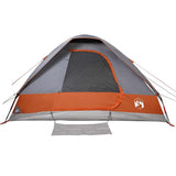 Camping Tent Dome 4-Person Grey and Orange Waterproof 94779