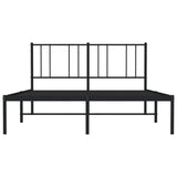 Metal Bed Frame without Mattress with Headboard Black 140x200cm 352481