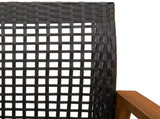 Garden Bench Black 112 cm Poly Rattan and Acacia Wood 367598