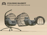 Hanging Egg Chair Outdoor Indoor Swing Chair with Folding Basket and Thickened Cushion, T3398P314152