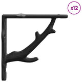 Wall Shelf Brackets 12 pcs Black 21.5 x 21.5 x 3.5 cm Steel 42038860