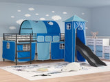 Kids'Loft Bed Frame Black and Blue 80 x 200 cm Metal 42020879