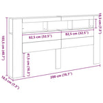 ZNTS Storage Headboard with LED Lights Black Oak 200x18,5x103,5 cm 863116