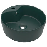 147036 Luxury Wash Basin with Overflow Matt Dark Green 36x13 cm Ceramic