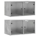 Wall Cabinets with Glass Doors 2 pcs Concrete Grey 68.5x37x35 cm 836504