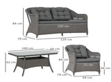 Four-Piece Rattan Set, with Glass-Top Table - Light Grey T3398P327907