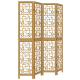 Room Divider 4 Panels Brown Solid Wood Paulownia 358867
