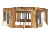 Foldable Dog Gate with Stands 6 pcs Old Wood 362 cm 892161