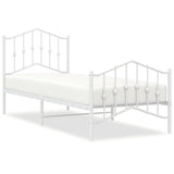 Metal Bed Frame without Mattress with Footboard White 80x200cm 373847