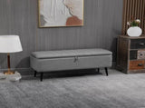 Storage Ottoman with Flip Top, Rectangular Upholstered Bench, Linen Feel Fabric Footstool with Steel T3398P328312