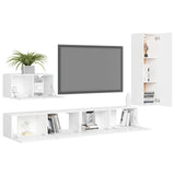 4 Piece TV Cabinet Set White Engineered Wood 3078676