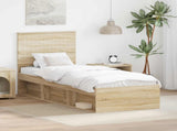 Bed Frame with Headboard Sonoma Oak 75 x 190 cm Solid Pine Wood 3411075