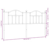 Headboard Black Powder-coated Steel Double Bed Durable 353475