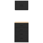 ZNTS Garage Cabinets 2 pcs Black Engineered Wood 3328333