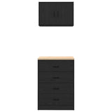 ZNTS Garage Cabinets 2 pcs Black Engineered Wood 3328333