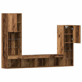 TV Cabinet with LED Strip Lights 4 pcs Old wood Engineered wood 3334389